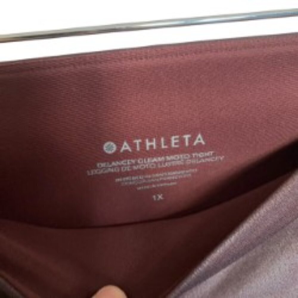 Athleta Delancy Gleam Moto Tight in Burgundy 1X - Picture 3 of 5